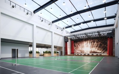 现代羽毛球场3D模型下载